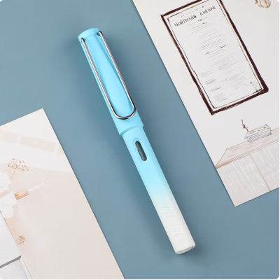 英雄（HERO）钢笔 359B 明尖铱金男女学生初学练字三年级正姿EF尖（附加墨囊颜色随机）渐变樱花粉图7