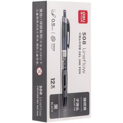 《考生网专供》得力按动中性笔0.5学生子弹头刷题笔黑色水笔办公签字笔12支图3