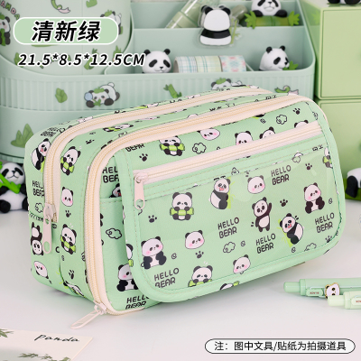 卡皮巴拉笔袋女小学生熊猫高颜值大容量文具盒初中生女孩痛包笔盒图3