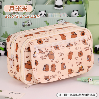 卡皮巴拉笔袋女小学生熊猫高颜值大容量文具盒初中生女孩痛包笔盒图4