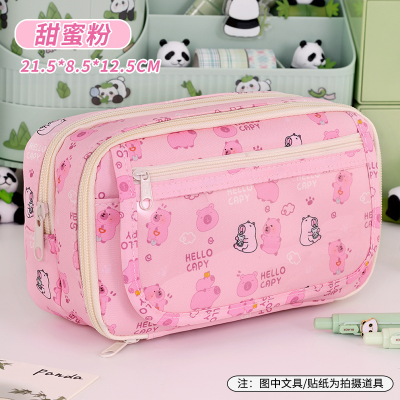 卡皮巴拉笔袋女小学生熊猫高颜值大容量文具盒初中生女孩痛包笔盒图5