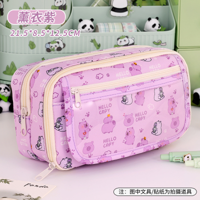 卡皮巴拉笔袋女小学生熊猫高颜值大容量文具盒初中生女孩痛包笔盒图6
